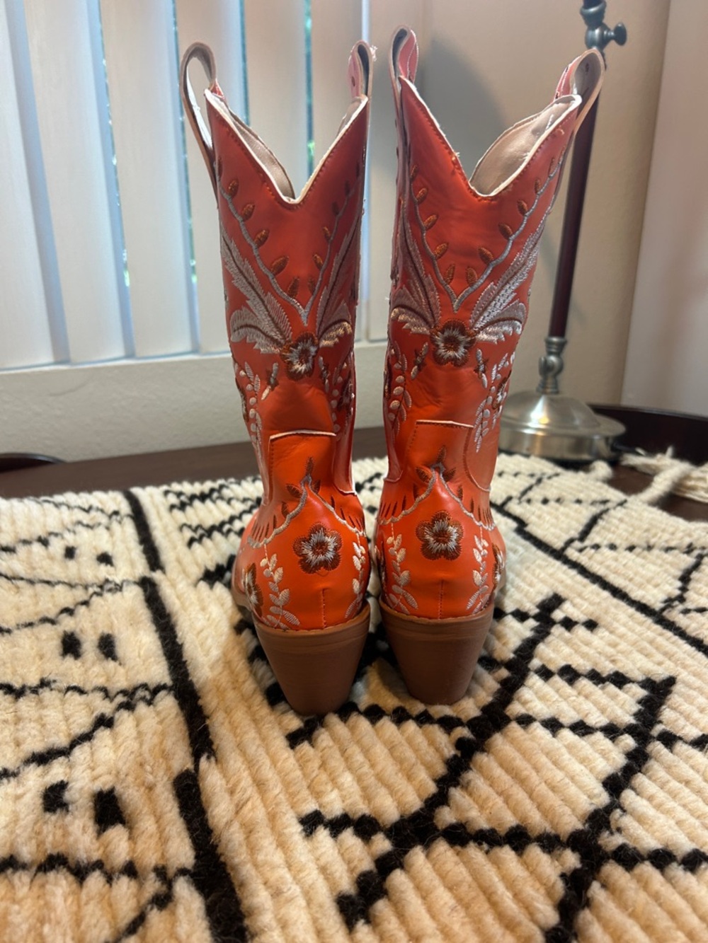 Orange Embroidered Western Mid-Calf Women's Boots. NWOT - Picture 4 of 7